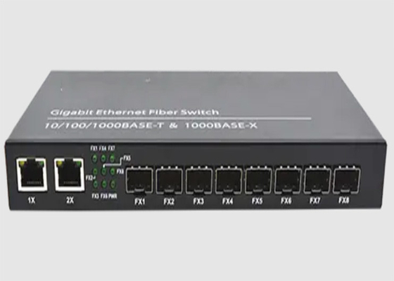 2 порта переключателя 8 1000FX SFP локальных сетей волокна порта сети стандарта Ethernet 10/100/1000TX