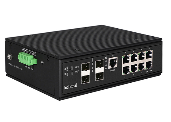Управляемые промышленные порты сети стандарта Ethernet переключателя 8GE POE POE + 4 порта GIGA SFP