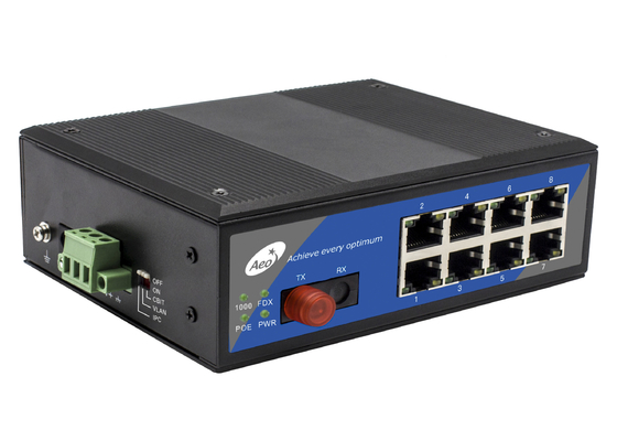 10/100/1000Mbps POE Fiber Switch 0-100km с 1 волокна порта и 8 POE Ethernet портов