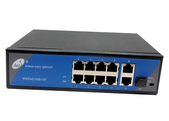 Оптоволоконный коммутатор IP40 Ethernet Industrial 1 гигабит SFP и 2 гигабитных порта восходящей связи и 8 портов 10/100M POE