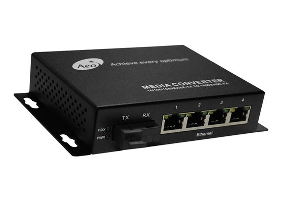 Волокно IP30 к локальным сетям конвертера 4 средств массовой информации локальных сетей с 1 портом волокна