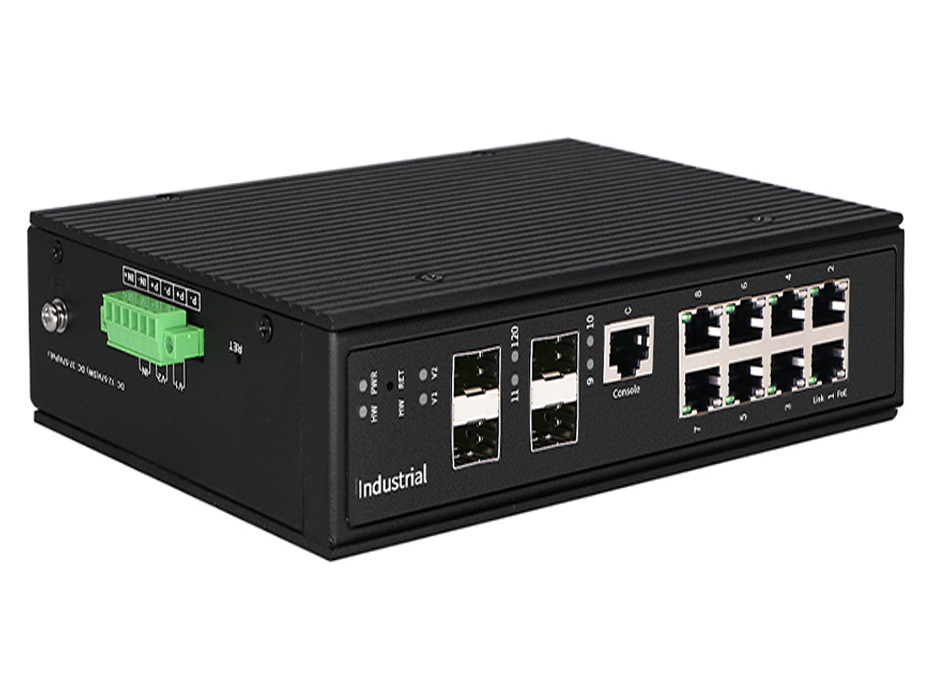 Управляемые промышленные порты сети стандарта Ethernet переключателя 8GE POE POE + 4 порта GIGA SFP