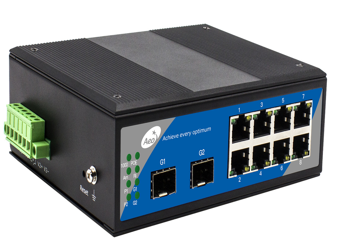 IP40 SFP Fiber Switch Storage And Forward с 2 слотами SFP и 8 портами Ethernet