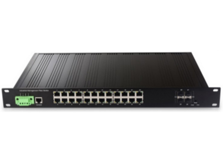 28-портный управляемый промышленный коммутатор Ethernet со 4 слотами 10G SFP+ и 24 портами Ethernet 10/100/1000Base-T (((X)