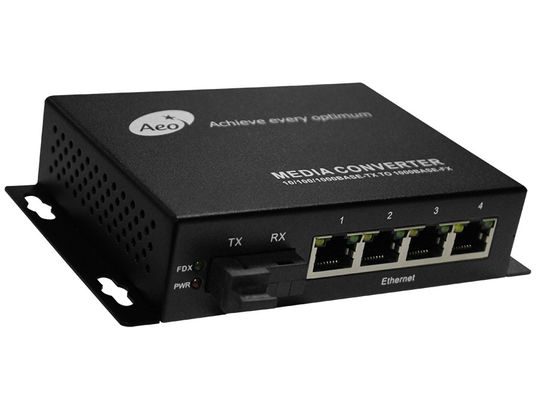 4-портовый медиаконвертер POE Ethernet с 1 портом SC и 4 портами POE